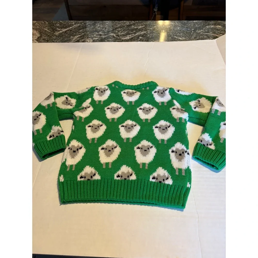 Traditional Craft Heritage Kids GreenSheep Knit Sweater Button Shoulder Size 1/2
